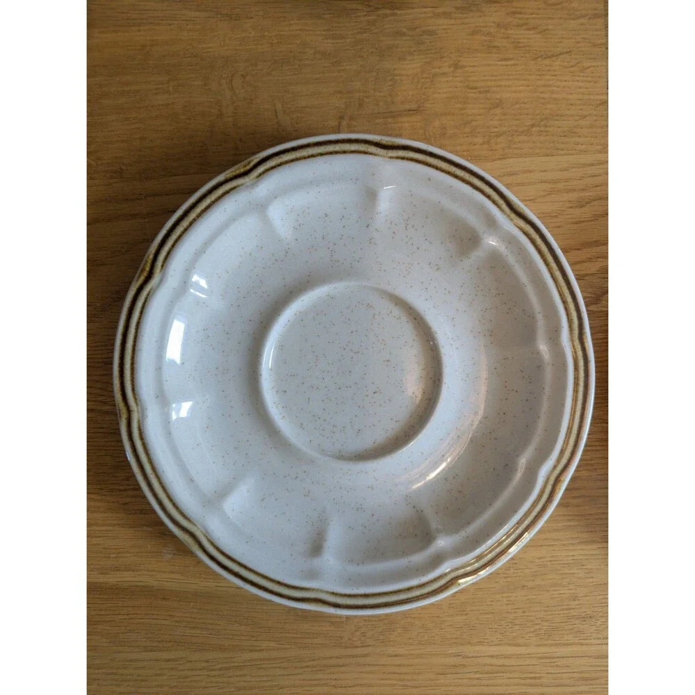 Set Of 4 Crown Manor Autumn Blossom Handpainted Stoneware Saucers Japan 6-1/4